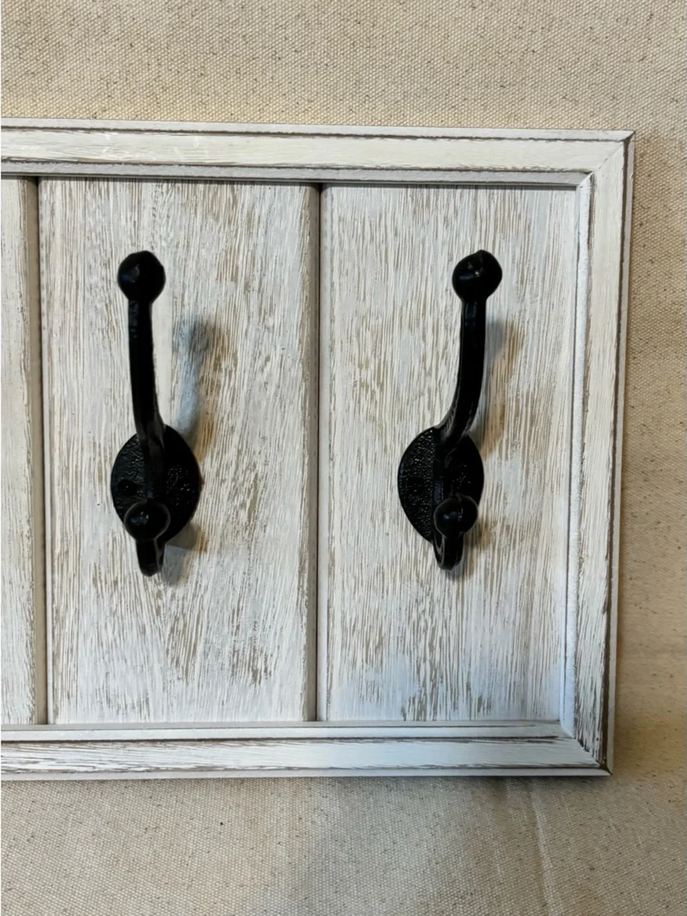 Sonoma White Wall Hook Rack with Black Hooks